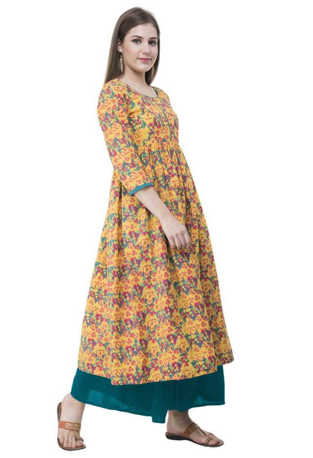 MEESORRA Designer Mehendi Green Long Plus Size Umbrella Kurti (32) :  Amazon.in: Fashion