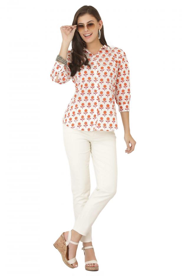 Ara Pure Cotton Embroidered Block Print Style Tunic with High Low Hem –  Ayurvastram